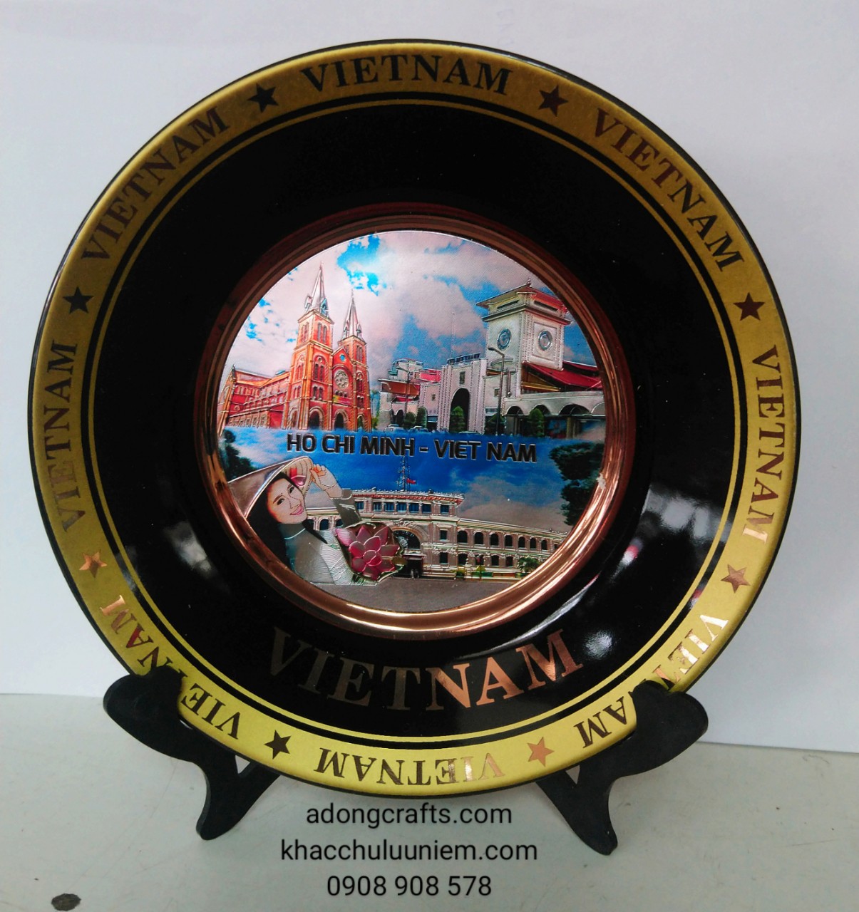 đĩa sứ đen in theo yêu cầu hình địa danh nổi tiếng Việt Nam