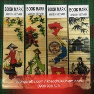 Bamboo Bookmark mành tre in hình phong cảnh làng quê cô gái Việt Nam