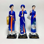 Bộ tượng 3 cô gái Bắc Trung Nam đơn mầu - Quà Tặng Lưu Niệm Việt Nam cao 22 cm
