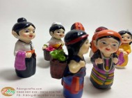 Bộ tượng cô gái dân tộc Việt Nam 6 cô cao 7 cm -  Quà tặng lưu niệm Việt Nam trang trí decor không gian Việt