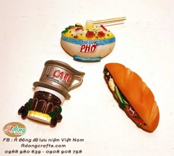 Hít Nam Châm trang trí lưu niệm hình đồ ăn bánh mì, cà phê , phở Việt Nam