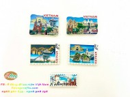 Magnet Nam châm hít dán dính trang trí tủ lạnh viền tem hình địa danh Việt Nam