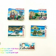 Magnet Nam châm hít dán dính trang trí tủ lạnh viền tem hình địa danh Việt Nam